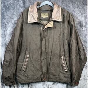 Rainforest Brown Faux Suede Jacket Men’s Medium Leather Collar Zip Outdoor Coat